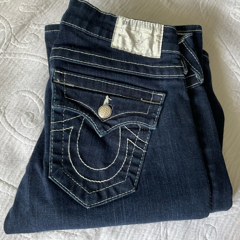 True Religion Twisted Seam Swarovski Crystal Jeans